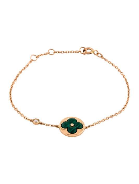 [Clover-Jewelry]SUN MALACHITE 1 DIAMOND PINK GOLD BRACELET