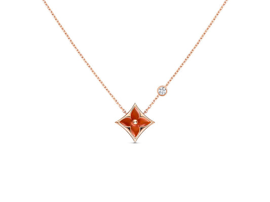 [Clover-Jewelry]STAR NECKLACE PINK GOLD 1 DIAMOND