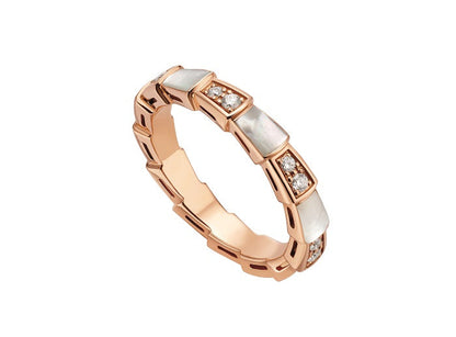 [Clover-Jewelry]SERPENTI RING PINK GOLD DIAMOND MOP 3MM