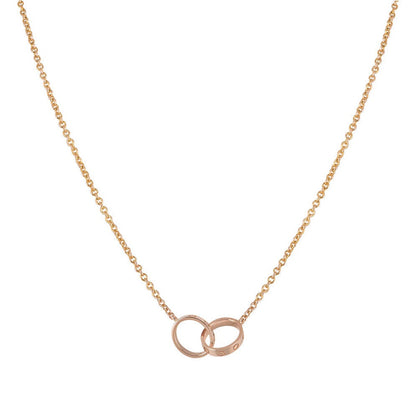 [Clover-Jewelry]LOVE NECKLACE DOUBLE RING PINK GOLD