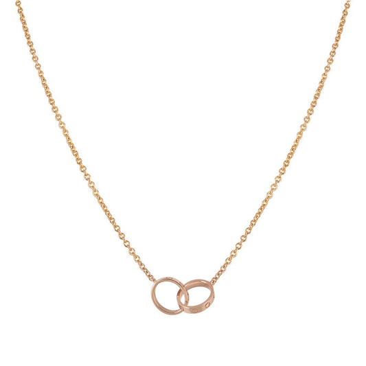 [Clover-Jewelry]LOVE NECKLACE DOUBLE RING PINK GOLD