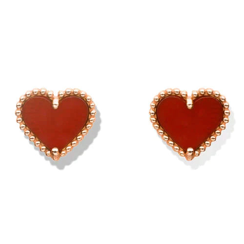 [Clover-Jewelry]HEART CARNELIAN STUD EARRINGS