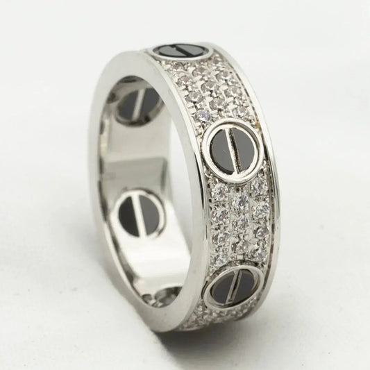 [Clover-Jewelry]LOVE RING 5.5MM DIAMONDS PAVED CERAMIC