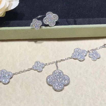 [Clover-Jewelry]CLOVER 6 MOTIFS SILVER DIAMOND BRACELET