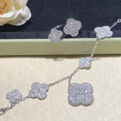 [Clover-Jewelry]CLOVER 6 MOTIFS SILVER DIAMOND BRACELET