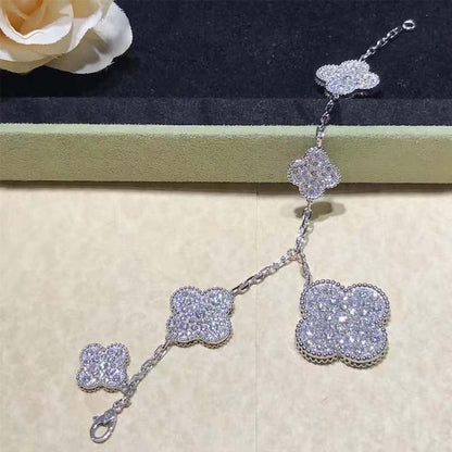 [Clover-Jewelry]CLOVER 6 MOTIFS SILVER DIAMOND BRACELET