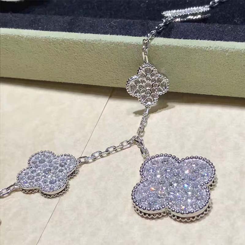 [Clover-Jewelry]CLOVER 6 MOTIFS SILVER DIAMOND BRACELET