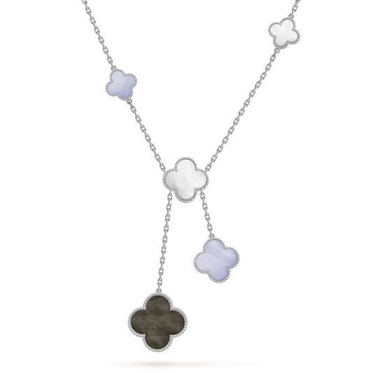 [Clover-Jewelry]CLOVER MOP CHALCEDONY NECKLACE SILVER 6 MOTIF