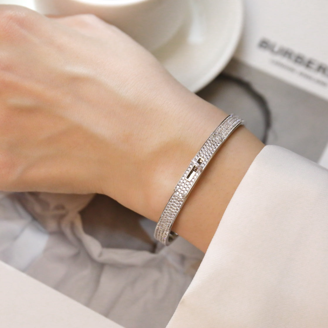 [Clover-Jewelry]KELLY BRACELET DIAMOND PAVED