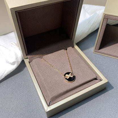 [Clover-Jewelry]JEUX DE PINK GOLD DIAMOND NECKLACE