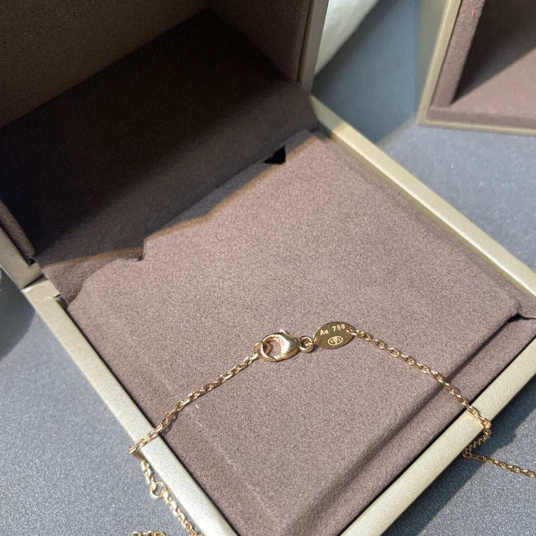 [Clover-Jewelry]JEUX DE PINK GOLD DIAMOND NECKLACE