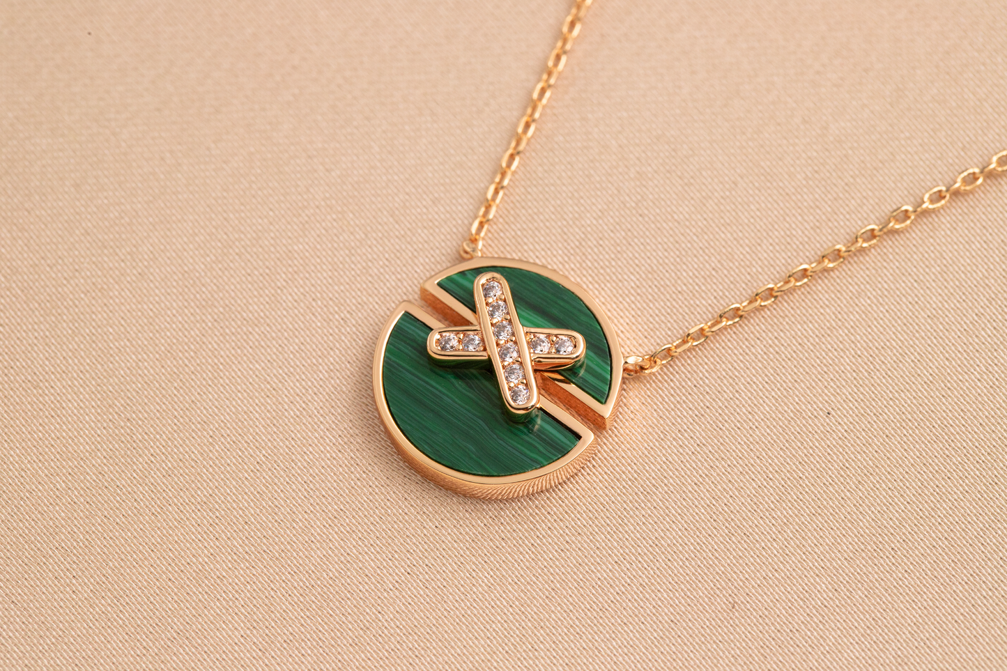 [Clover-Jewelry]JEUX DE PINK GOLD DIAMOND NECKLACE