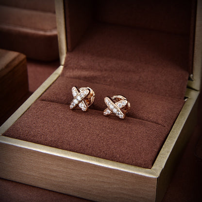 [Clover-Jewelry]JEUX DE GOLD DIAMOND EARRINGS