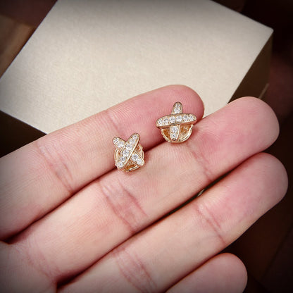 [Clover-Jewelry]JEUX DE GOLD DIAMOND EARRINGS