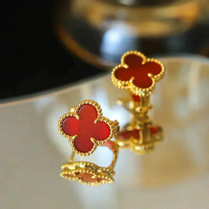 [Clover-Jewelry]CLOVER MEDIUM 1 MOTIFS CARNELIAN  EARRINGS