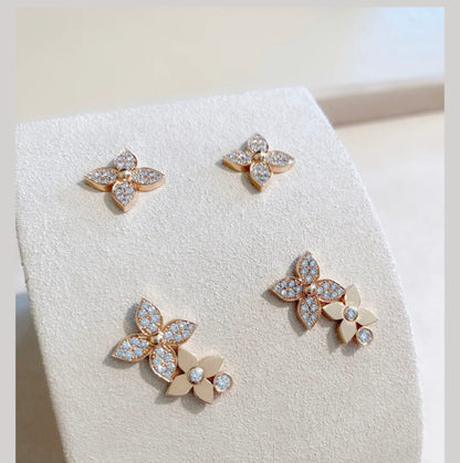 [Clover-Jewelry]STAR BLOSSOM STUD EARRINGS PINK GOLD DIAMONDS