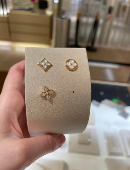 [Clover-Jewelry]STAR BLOSSOM STUD EARRINGS PINK GOLD DIAMONDS