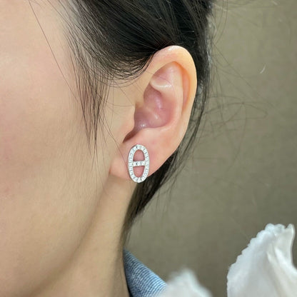 [Clover-Jewelry]HM FULL DIAMOND PIG NOSE STUD EARRINGS