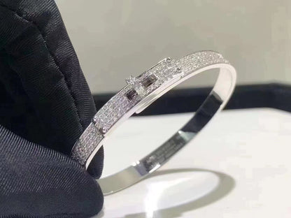 [Clover-Jewelry]HM KELLY BRACELET IN SILVER AND FULL PAVE DIAMOND