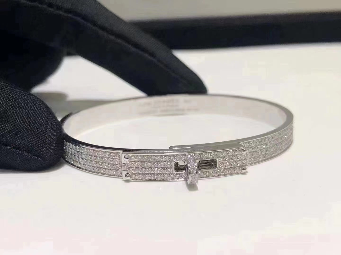 [Clover-Jewelry]HM KELLY BRACELET IN SILVER AND FULL PAVE DIAMOND