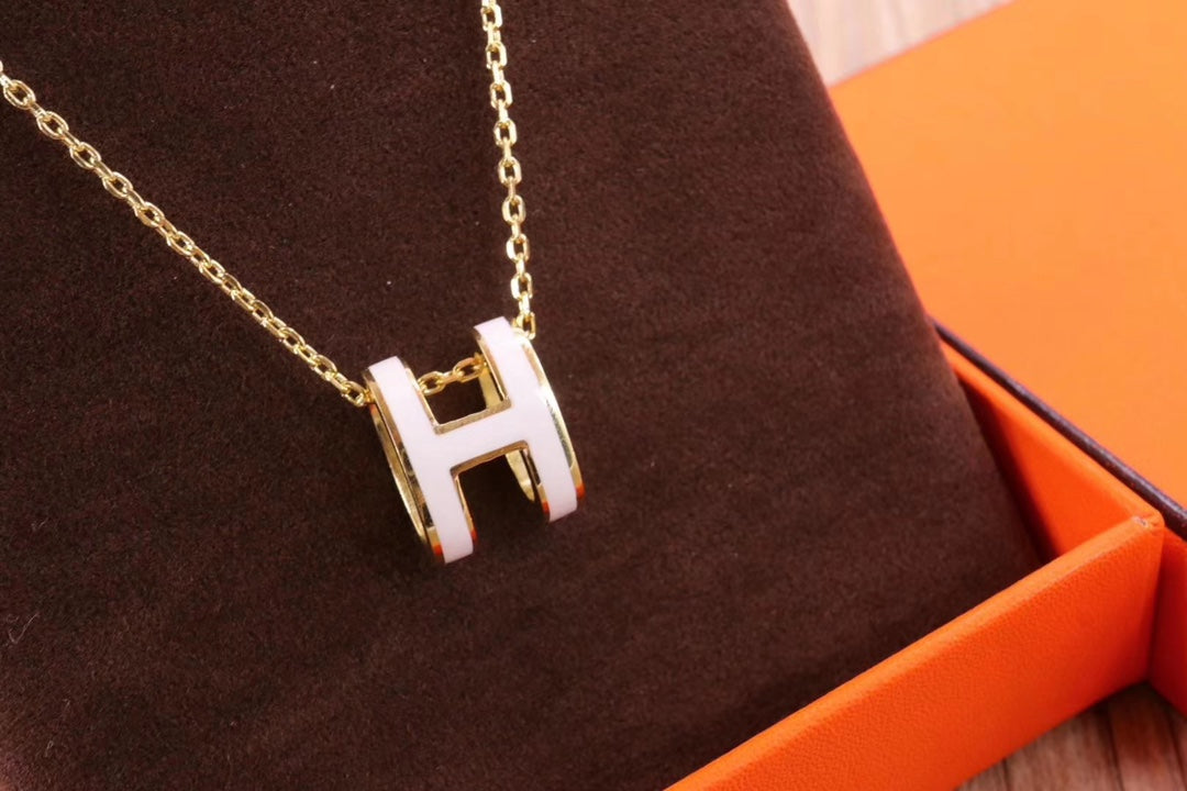 [Clover-Jewelry]HM CLIC YELLOW ENAMEL GOLD NECKLACE