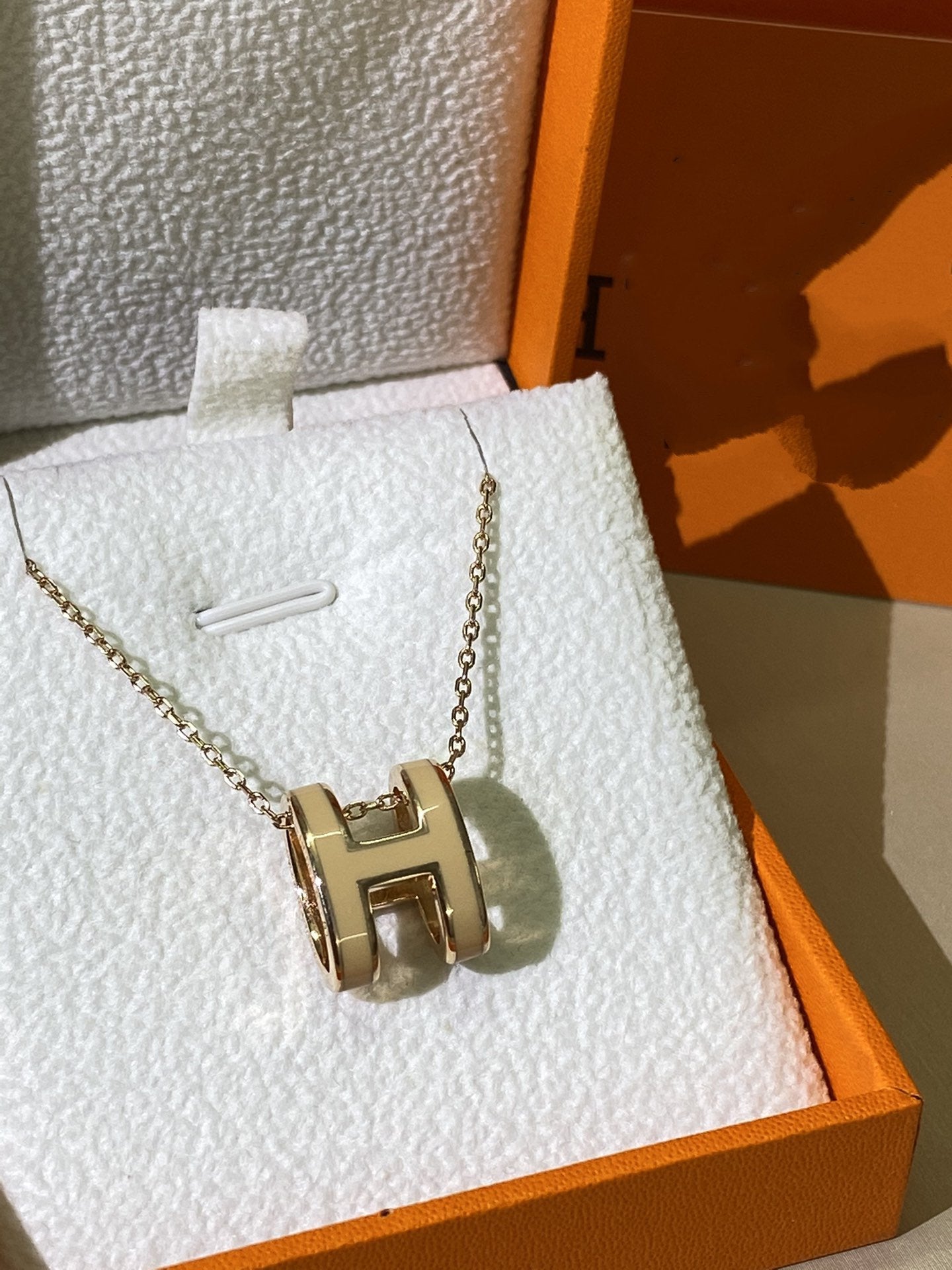 [Clover-Jewelry]HM CLIC YELLOW ENAMEL GOLD NECKLACE