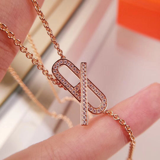 [Clover-Jewelry]HM FIRE PIG NOSE NECKLACE TRENDY STREET