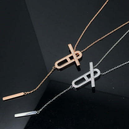 [Clover-Jewelry]HM NECKLACE PLATINUM ROSE GOLD DIAMOND