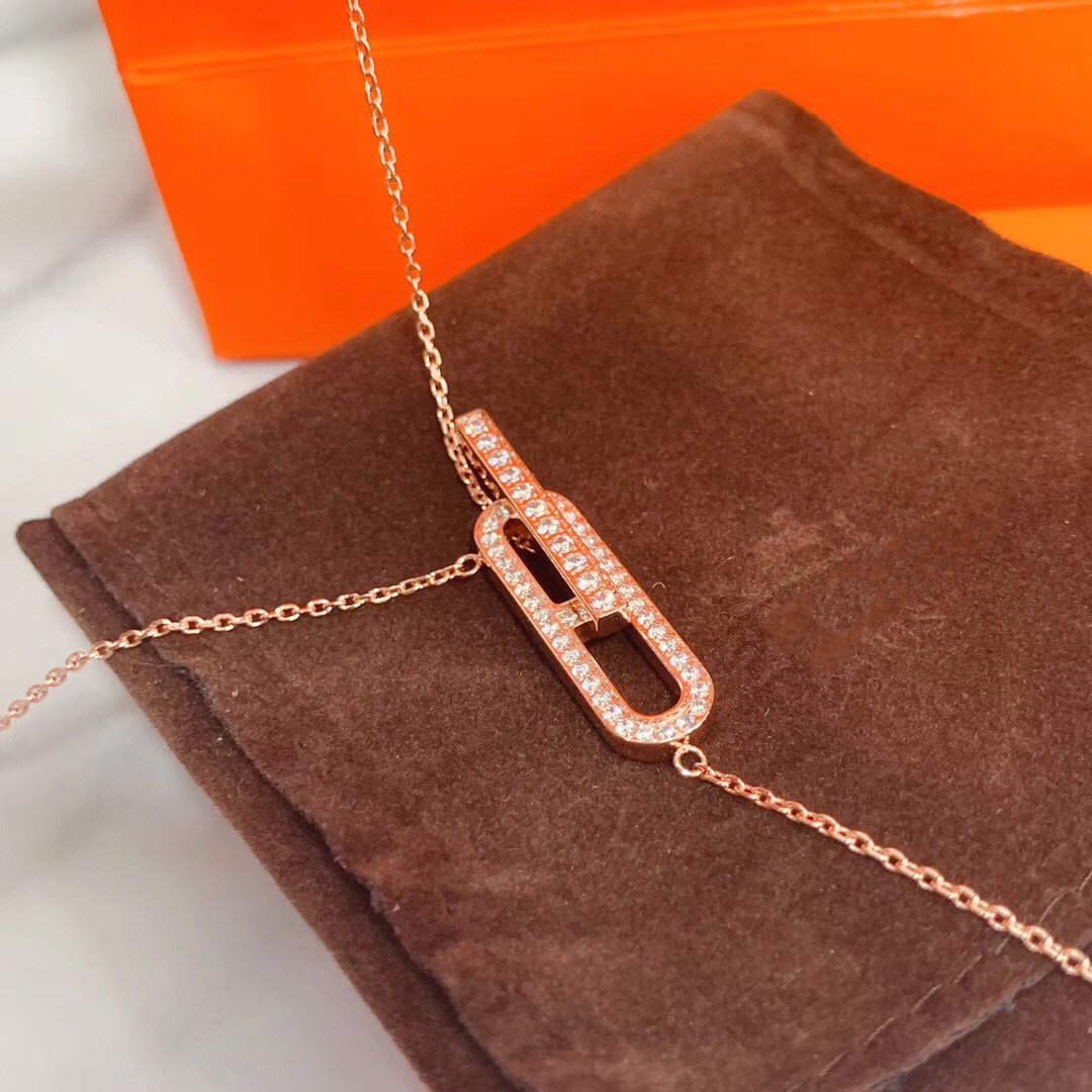 [Clover-Jewelry]HM NECKLACE PLATINUM ROSE GOLD DIAMOND