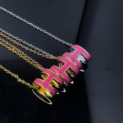 [Clover-Jewelry]H NECKLACE PINK