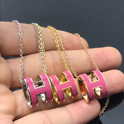 [Clover-Jewelry]H NECKLACE PINK