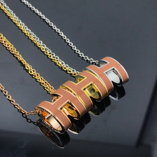 [Clover-Jewelry]H NECKLACE BROWN