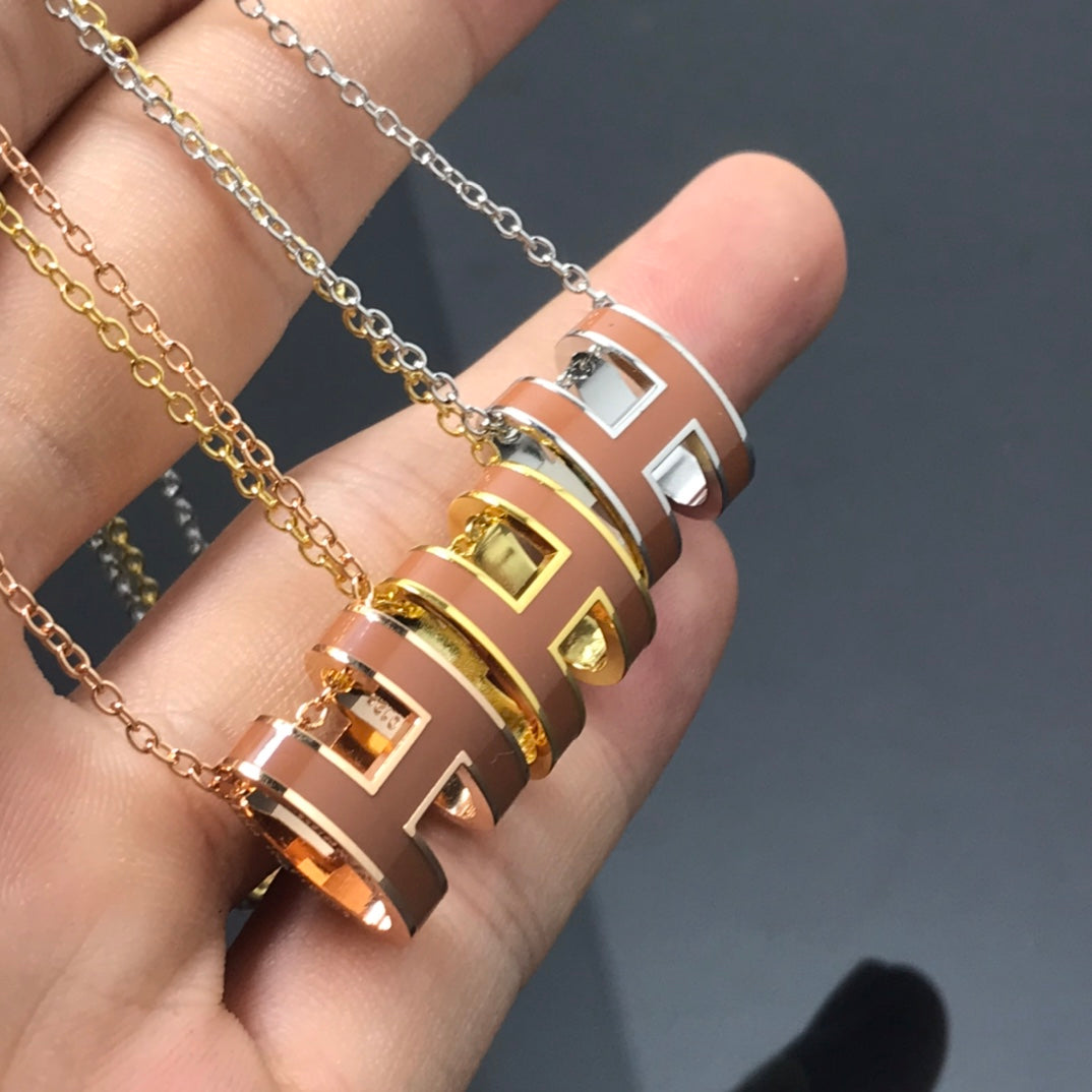 [Clover-Jewelry]H NECKLACE BROWN