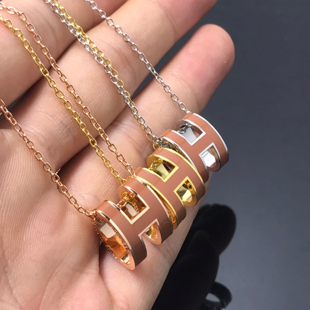 [Clover-Jewelry]H NECKLACE BROWN