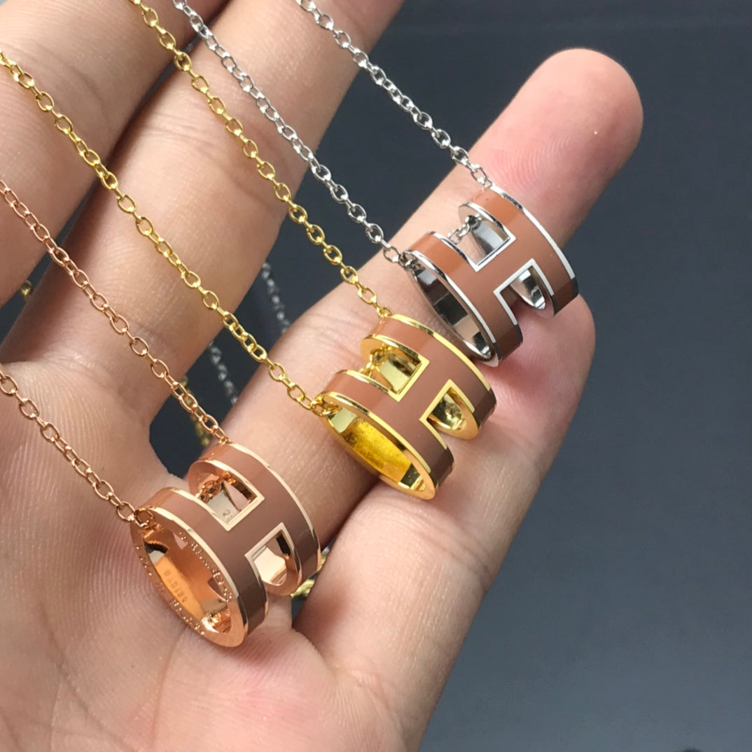 [Clover-Jewelry]H NECKLACE BROWN