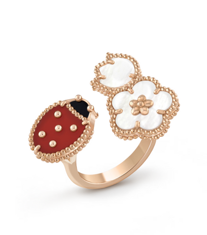 [Clover-Jewelry]LUCKY 3 MOTIF ROSE GOLD RING