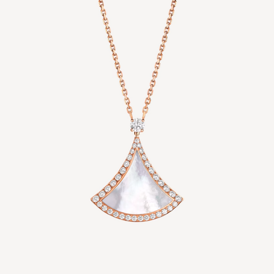 [Clover-Jewelry]DREAM MOP DIAMOND PAVED PINK GOLD NECKLACE