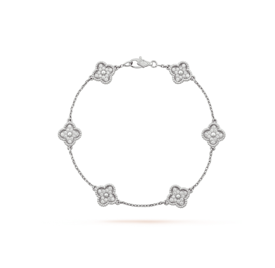 [Clover-Jewelry]CLOVER 6 MOTIF SILVER DIAMOND BRACELET