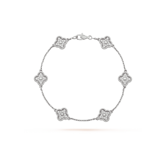 [Clover-Jewelry]CLOVER 6 MOTIF SILVER DIAMOND BRACELET