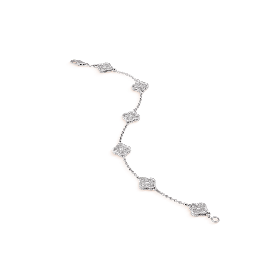 [Clover-Jewelry]CLOVER 6 MOTIF SILVER DIAMOND BRACELET