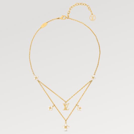 [Clover-Jewelry]FLOWERGRAM GOLD MOP DOUBLE ROW NECKLACE