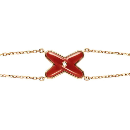 [Clover-Jewelry]JEUX BRACELET CARNELIAN PINK GOLD 1 DIAMOND