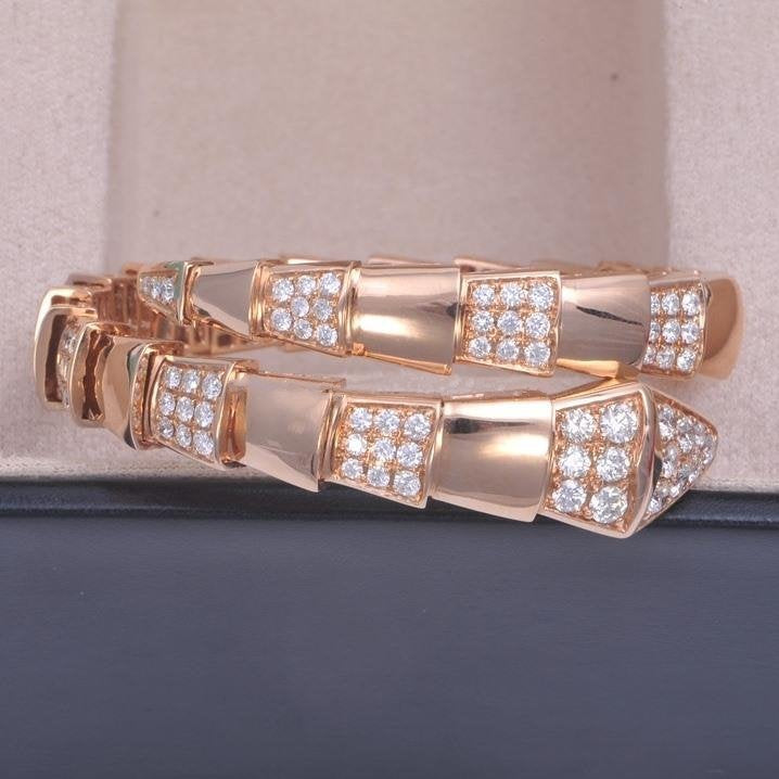 [Clover-Jewelry]SERPENTI WIDE BRACELET PINK GOLD DIAMOND