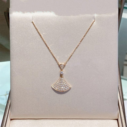 [Clover-Jewelry]DREAM NECKLACE PINK GOLD FULL DIAMOND