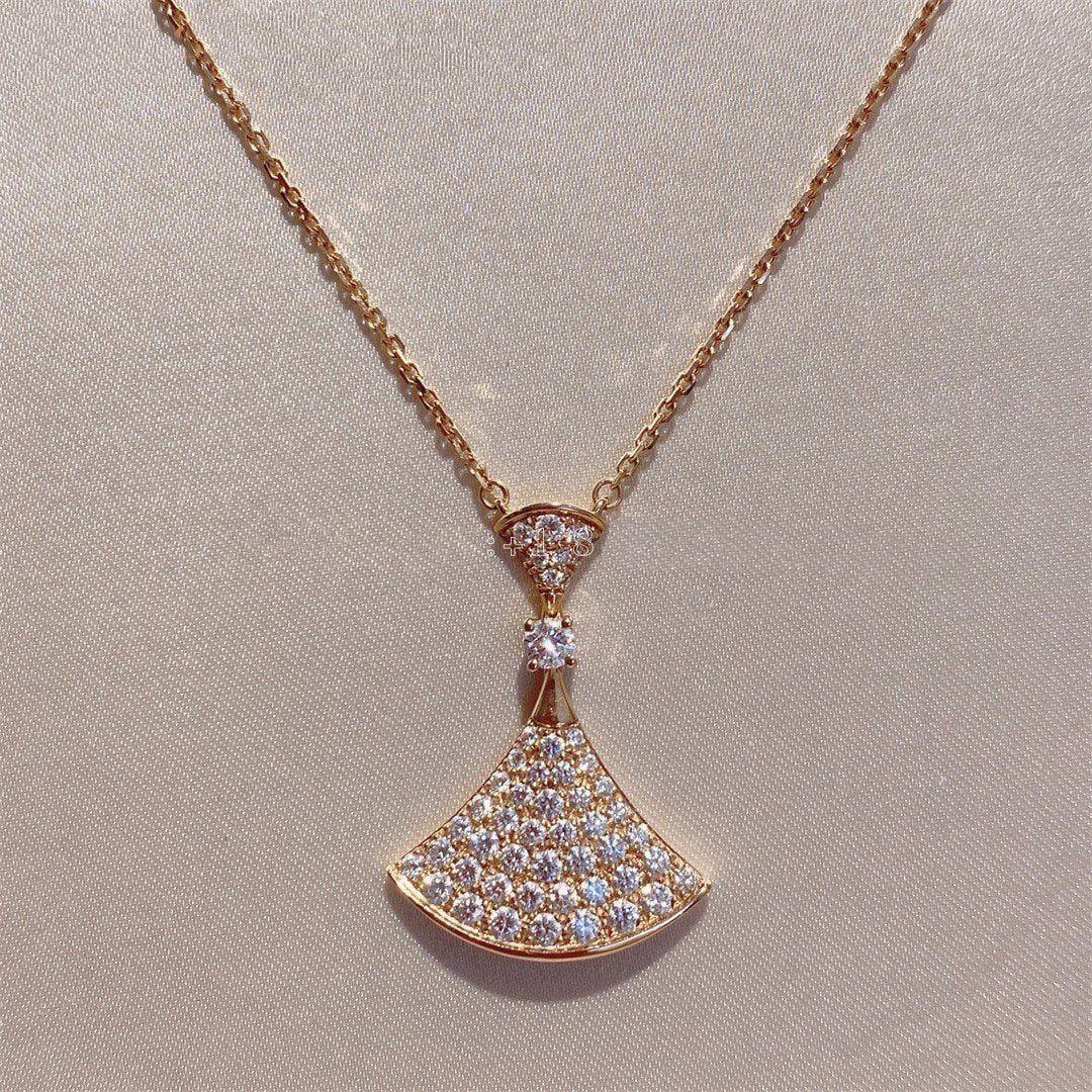 [Clover-Jewelry]DREAM NECKLACE PINK GOLD FULL DIAMOND