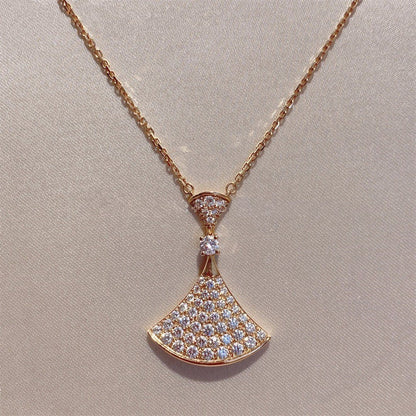 [Clover-Jewelry]DREAM NECKLACE PINK GOLD FULL DIAMOND