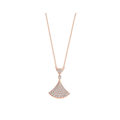 [Clover-Jewelry]DREAM NECKLACE PINK GOLD FULL DIAMOND