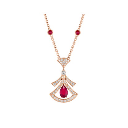 [Clover-Jewelry]DREAM NECKLACE CARNELIAN DIAMOND PINK GOLD