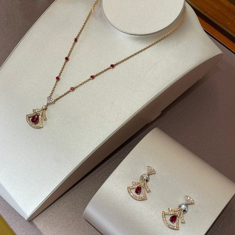 [Clover-Jewelry]DREAM NECKLACE CARNELIAN DIAMOND PINK GOLD