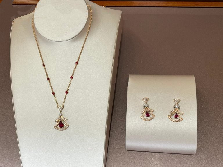 [Clover-Jewelry]DREAM NECKLACE CARNELIAN DIAMOND PINK GOLD